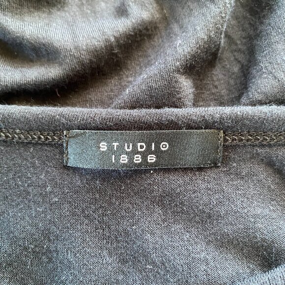 Studio 1886 black long sleeve pullover stretchy tunic top sequin pocket size M - Picture 6 of 7